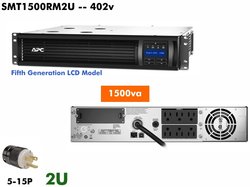 1500va APC 5th Gen SmartUPS - 120v -2U - Blk - LCD SMT1500RM2U